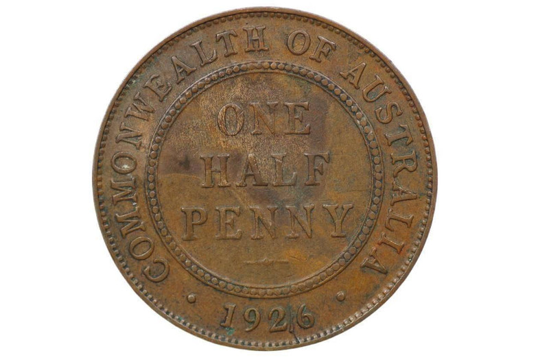 1926 Half Penny Variety Die Crack in Very Fine Condition