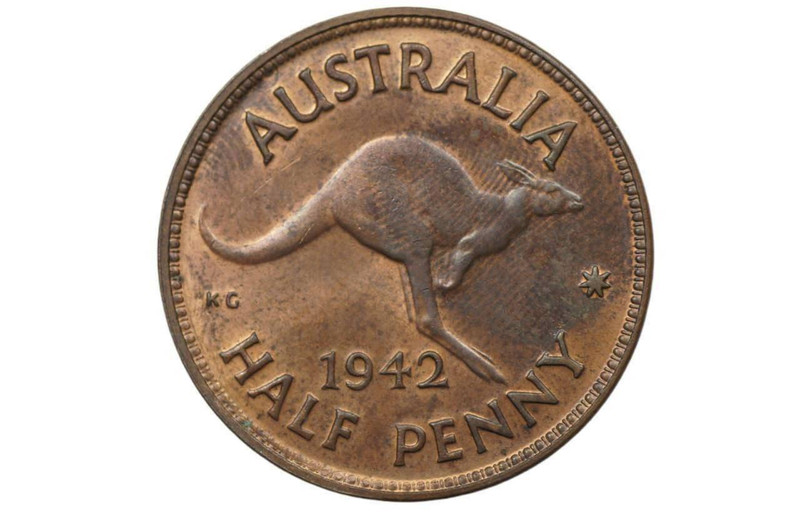 1942 Halfpenny George VI Low Mint in about Uncirculated Condition
