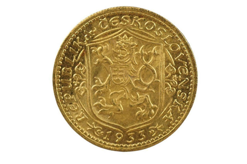 Czechoslovakia 1933 Gold Dukat in about Uncirculated Condition