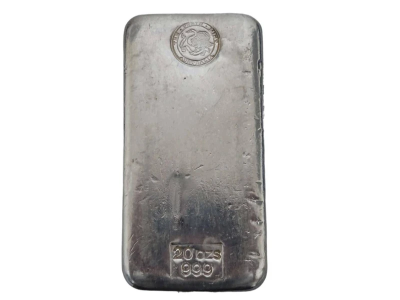 Perth Mint 20 oz 999 Silver Left Facing Swan Cast Bullion Bar