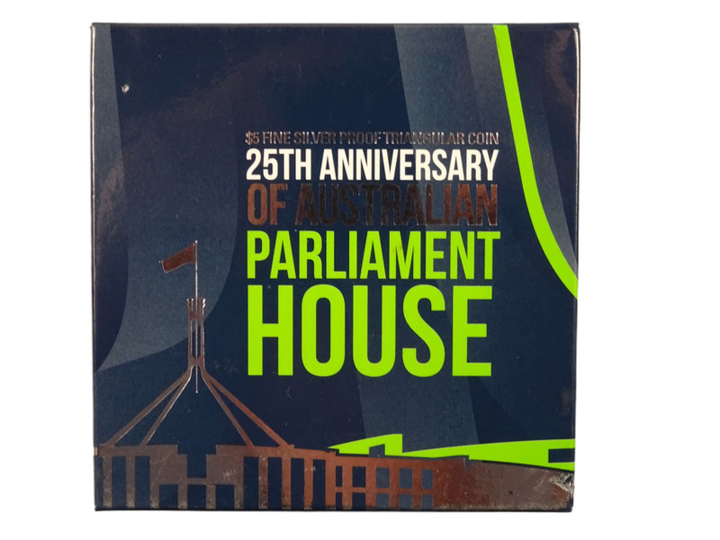$5 Fine Silver Proof Triangular Coin 2013 25th Anniversary of Australian Parliament House