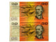 1972 Twenty Dollars Phillips/Wheeler Consecutive Pair Banknotes
