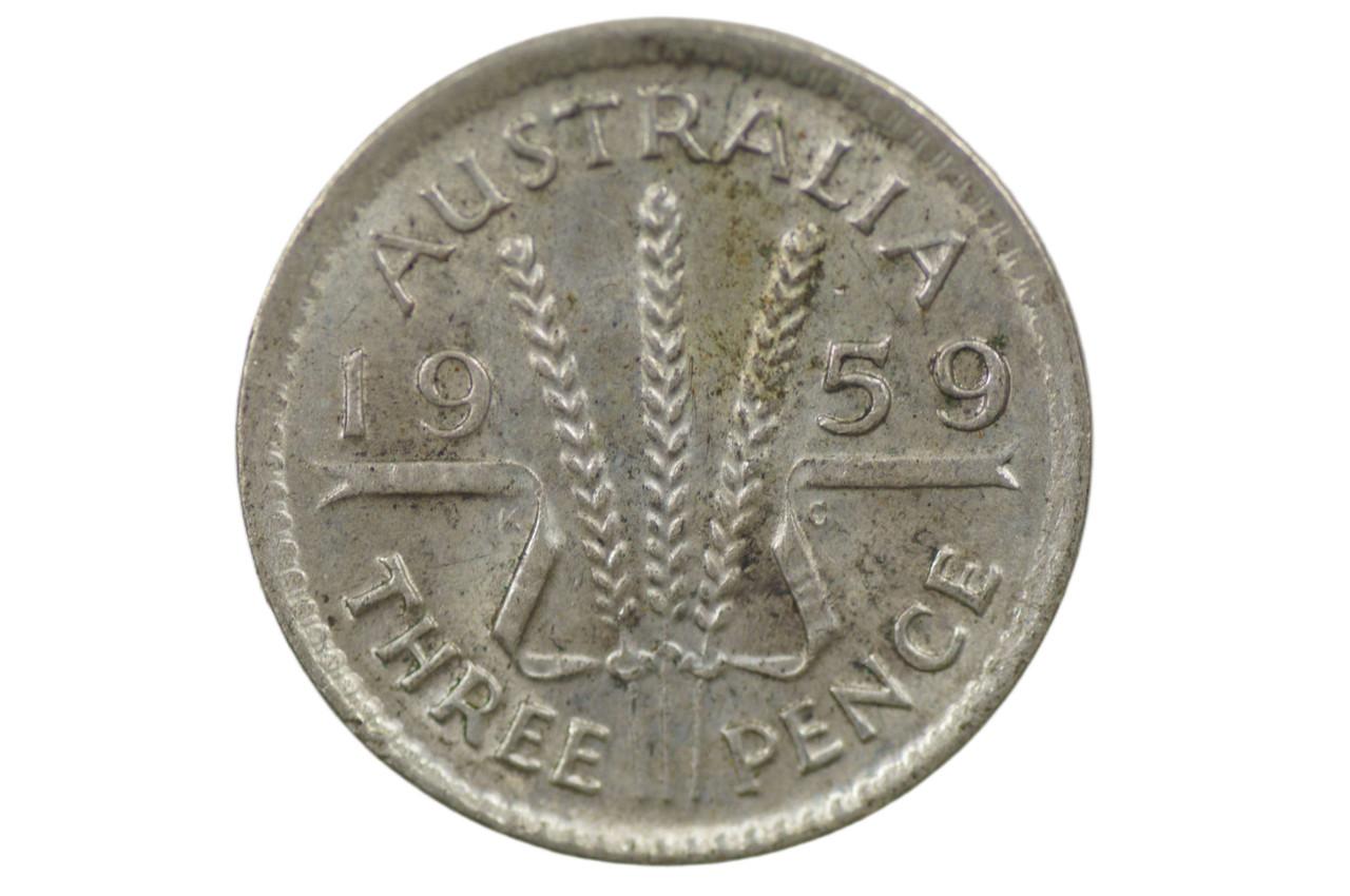 Australian 1959 Threepence Variety Metal Peel in VF