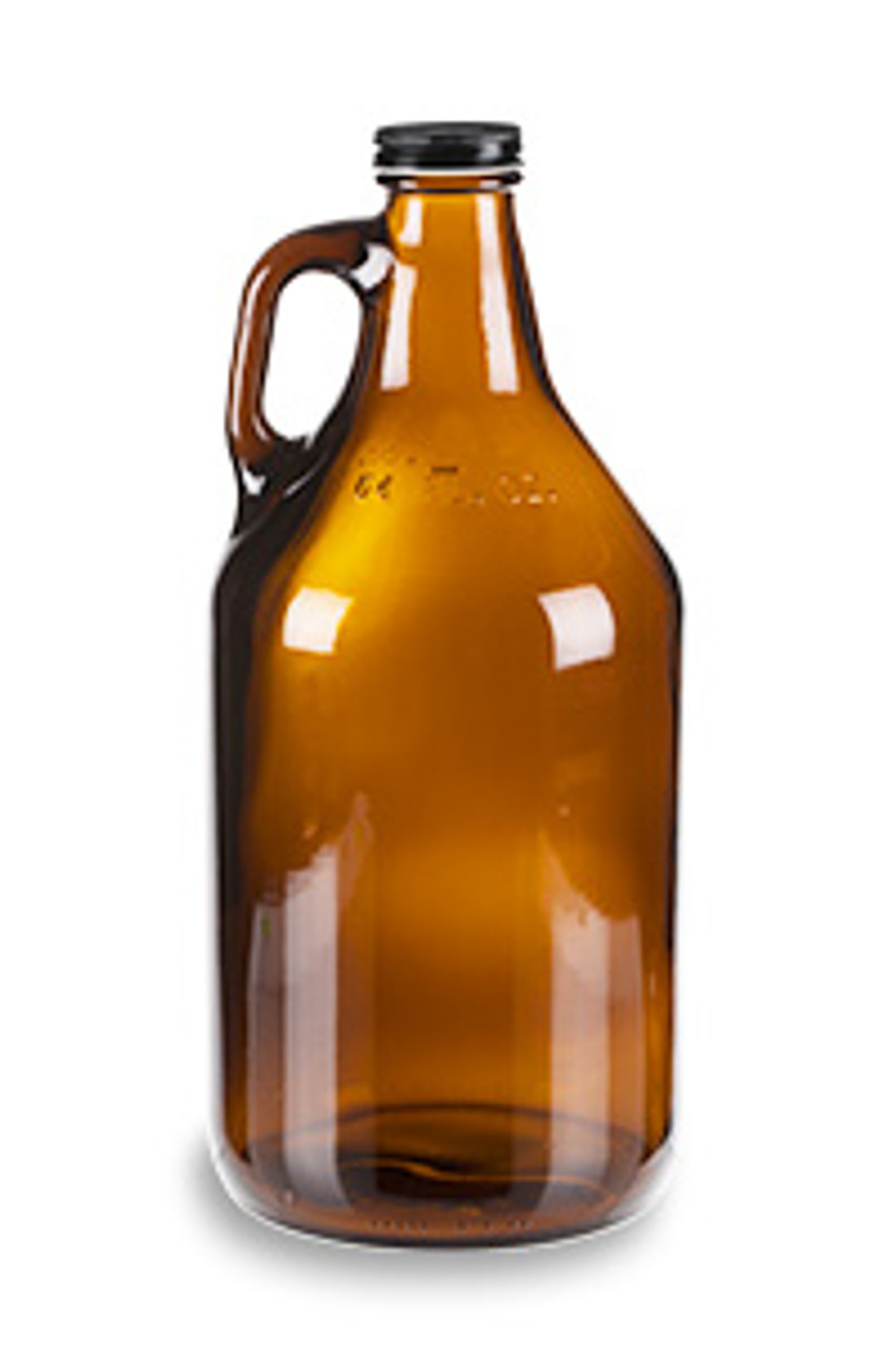 Amber Glass Jug With Black Metal Cap 12 Gallon Specialty Bottle