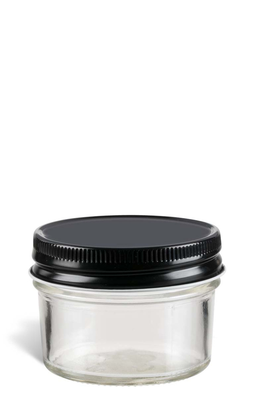 Eco Mason Tapered Glass Jar with Black Lid, 4 oz | Specialty