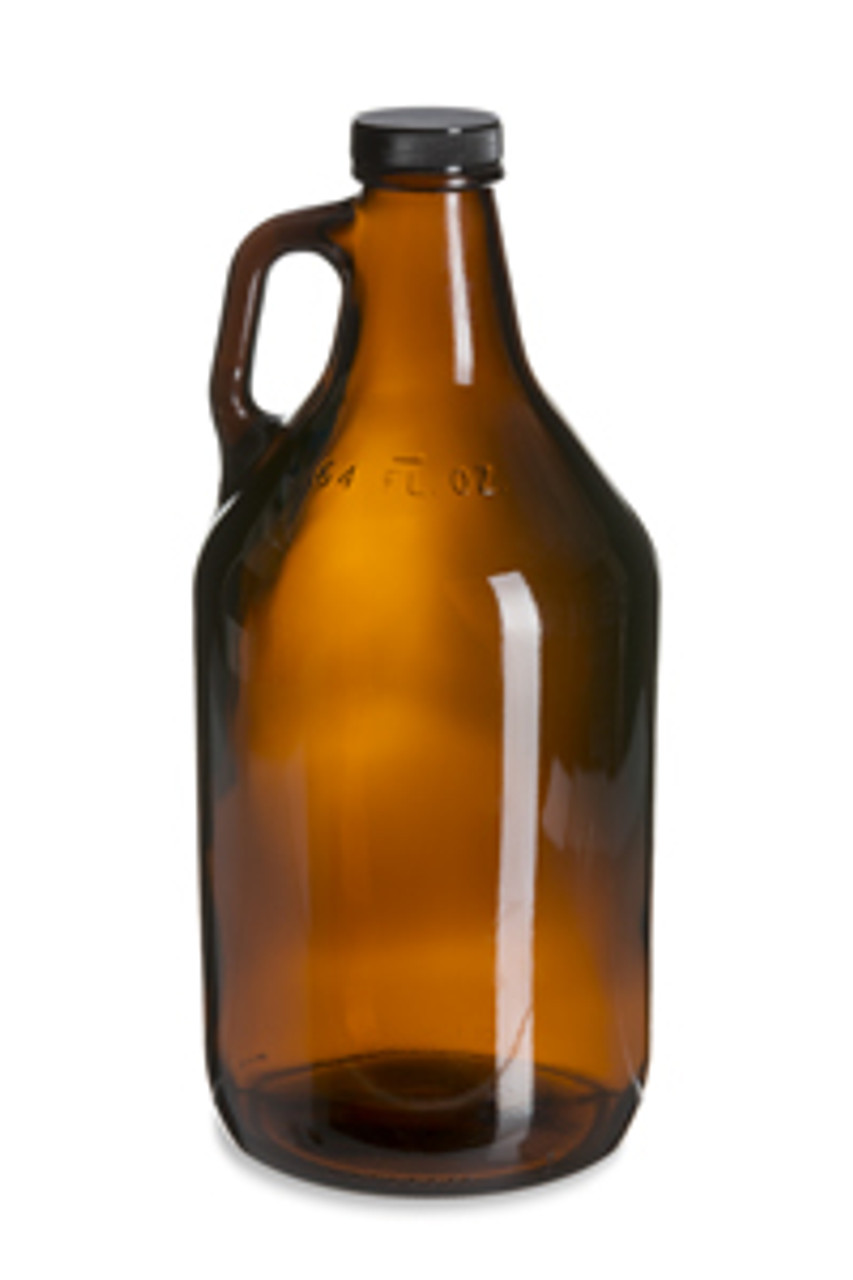 Amber Glass Growler W Blk Cap 64 Oz Specialty Bottle