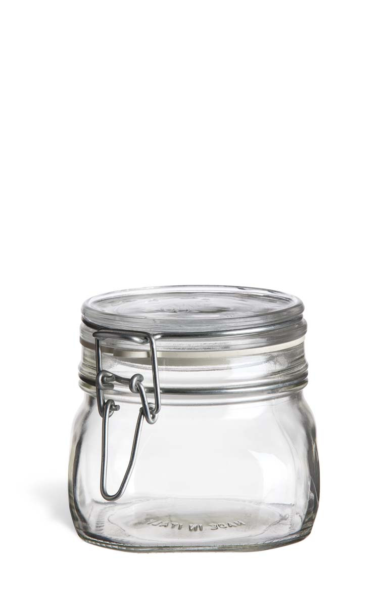 Square Glass Bale Preserve Jar | .5 Liter | Specialty Bottle