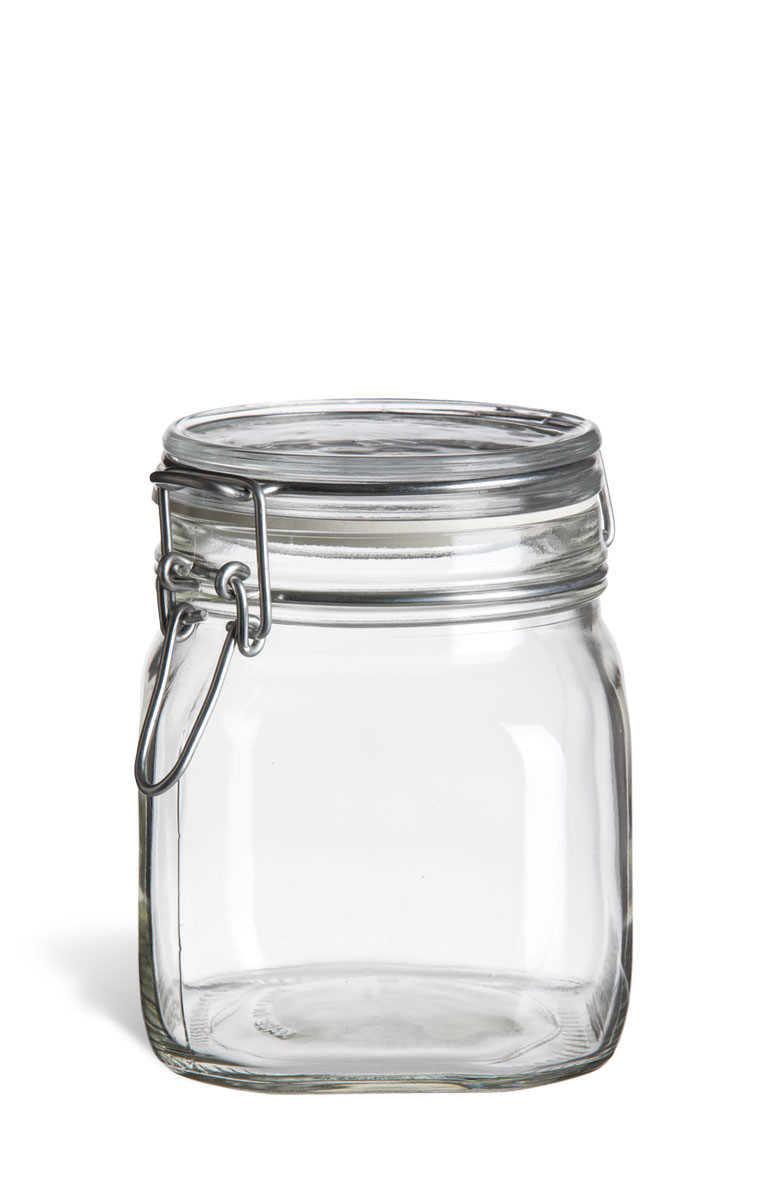 イマン トラッシュ缶　シャルロット Square Swing Top Canning Jar | 3/4 Liter | Specialty Bottle