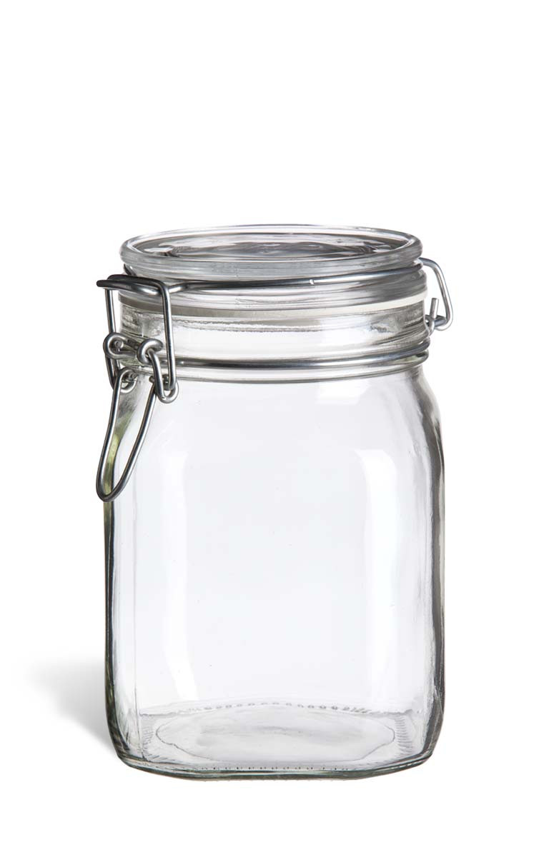 その他 jar Wire Bale Square Glass Jar | 1 Liter | Specialty Bottle