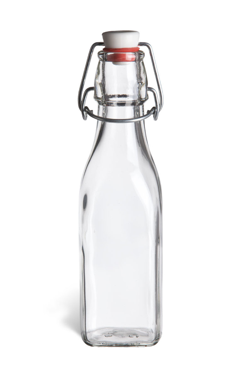 Square Glass Lock Top Bottle, 8.5oz|Specialty Bottle