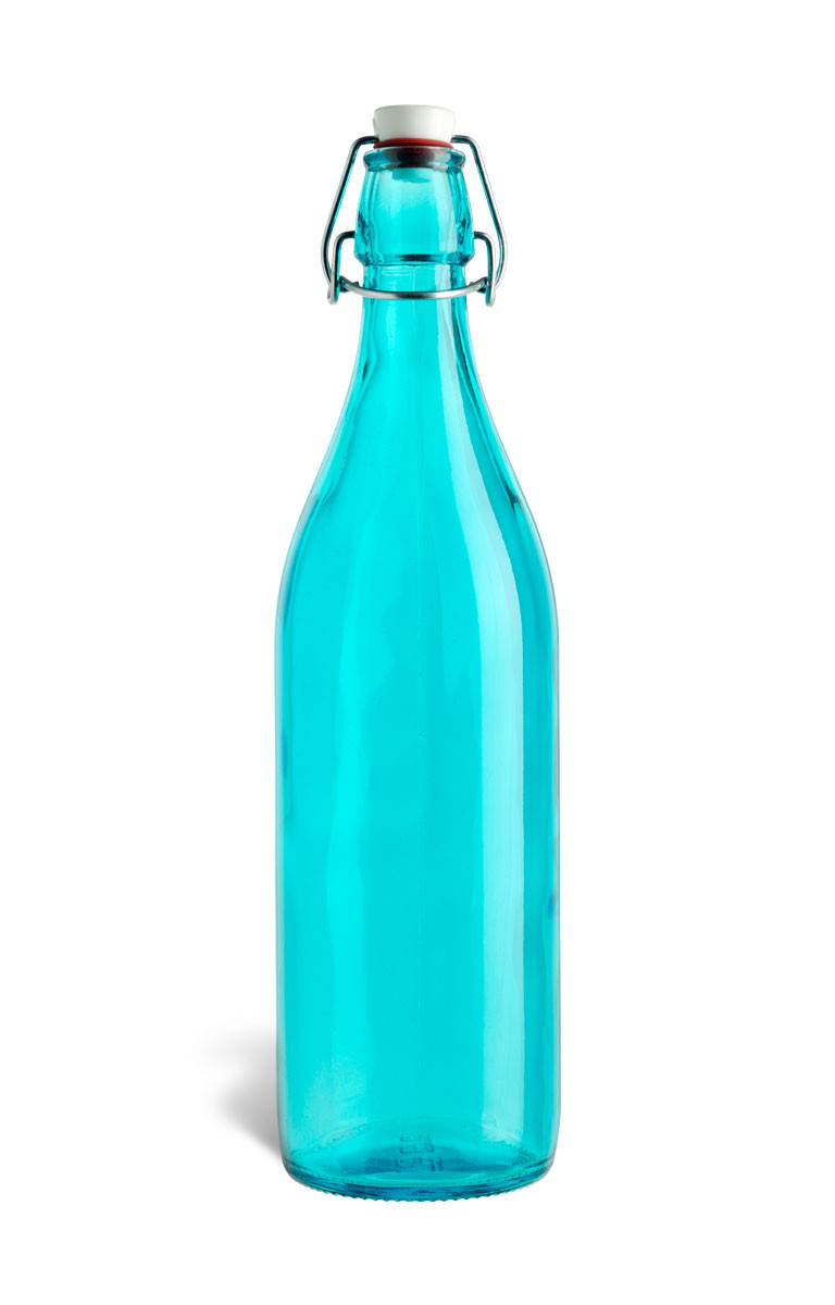 1 Liter (34 oz) Blue Giara Glass Bottle, Swing Top | Bormioli