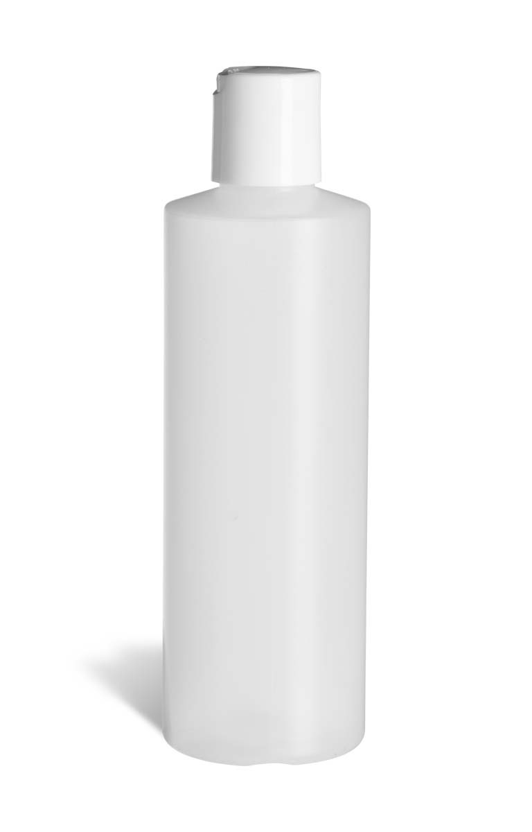 Natural Plastic Bottle w/ White Disc Cap, 8oz |Specialty Bottle