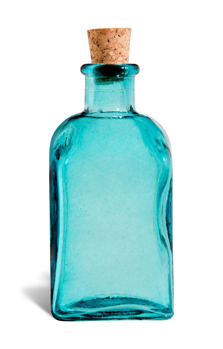 Spanish Recycled Blue Glass Bottle & Cork, 3oz (100ml)| Specialty