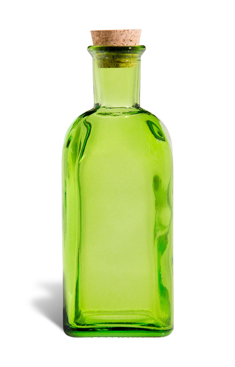 Spanish Recycled Green Glass decanter w/ Cork, 17oz | Specialty Bottle