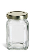 3.75 oz (110 ml) Victorian Square Glass Jar with Gold Lid - VIC3