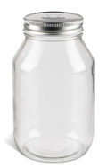 32 oz Eco Mason Glass Jar with Silver Button Lid - ECO32SB