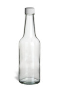 10 oz Woozy Round Glass Bottle with White Cap - WZ10W