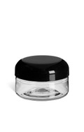 2 oz Clear PET Heavy Wall Plastic Jar with Black Dome Lid - PHC2BD