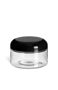 4 oz Clear PET Heavy Wall Plastic Jar with Black Dome Lid - PHC4BD