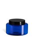 8 oz Blue PET Oval Plastic Jar with Smooth Black Lid - PJPB8SB