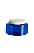 8 oz Blue PET Oval Plastic Jar with Smooth White Lid - PJPB8SW