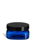 4 oz Blue PET Square Plastic Jar with Smooth Black Lid - PSQB4SB