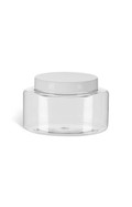 8 oz Clear PET Oval Plastic Jar with Smooth White Lid - PJPC8SW