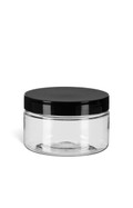 4 oz Clear PET Heavy Wall Plastic Jar with Smooth Black Lid - PHC4SB