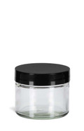 1 oz Clear Straight Sided Glass Jar with Smooth Black Lid - SS1SB