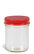 8 oz Mason Glass Jar with Red Lid  - MSN8R