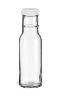 8 oz Round Sauce Bottle with White Cap - SAU8W