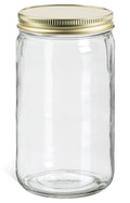 32 oz Clear Straight Sided Mason Jar with Gold Lid - EWM32MG