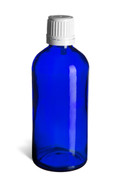 100 ml Cobalt Blue Euro Glass Bottle with White Dropper Cap - DPB100W