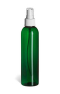 8 oz Green PET Cosmo Plastic Bottle with White Atomizer - PGR8AW