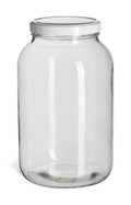 1 Gallon (128 oz) Clear Widemouth Glass Jar with White Metal Lid - GAL1F