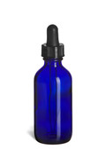 2 oz Cobalt Blue Boston Round Glass Bottle with Dropper - BRB2D