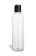 8 oz Clear PET Cosmo Plastic Bottle with Black Disc Cap - PCR8DB