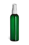 4 oz Green PET Cosmo Plastic Bottle with White Atomizer - PGR4AW