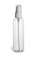 4 oz Clear PET Cosmo Plastic Bottle with White Atomizer - PCR4AW