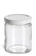 6 oz Clear Straight Sided Glass Jar with White Lid - SS6TLW