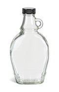 8 oz Glass Syrup Bottle with Black Cap - SYR8