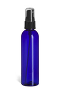 4 oz Blue PET Cosmo Plastic Bottle with Black Atomizer - PBR4AB