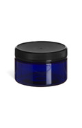4 oz Blue PET Heavy Wall Plastic Jar with Black Lid - PHB4
