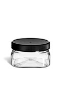 4 oz Clear PET Square Plastic Jar with Black Lid - PSQC4
