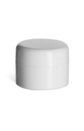 1/4 oz Double Wall White Plastic Jar with Dome Lid - DOUJ1/4