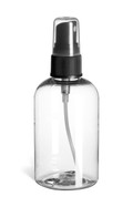 4 oz Clear PET Boston Round Plastic Bottle with Black Atomizer - PXC4AB