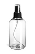 8 oz Clear PET Boston Round Plastic Bottle with Black Atomizer - PXC8AB