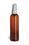 4 oz Amber PET Cosmo Plastic Bottle with White Atomizer - PAR4AW