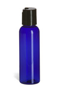 2 oz Blue PET Cosmo Plastic Bottle with Black Disc Cap - PBR2DB