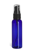 2 oz Blue PET Cosmo Plastic Bottle with Black Atomizer - PBR2AB